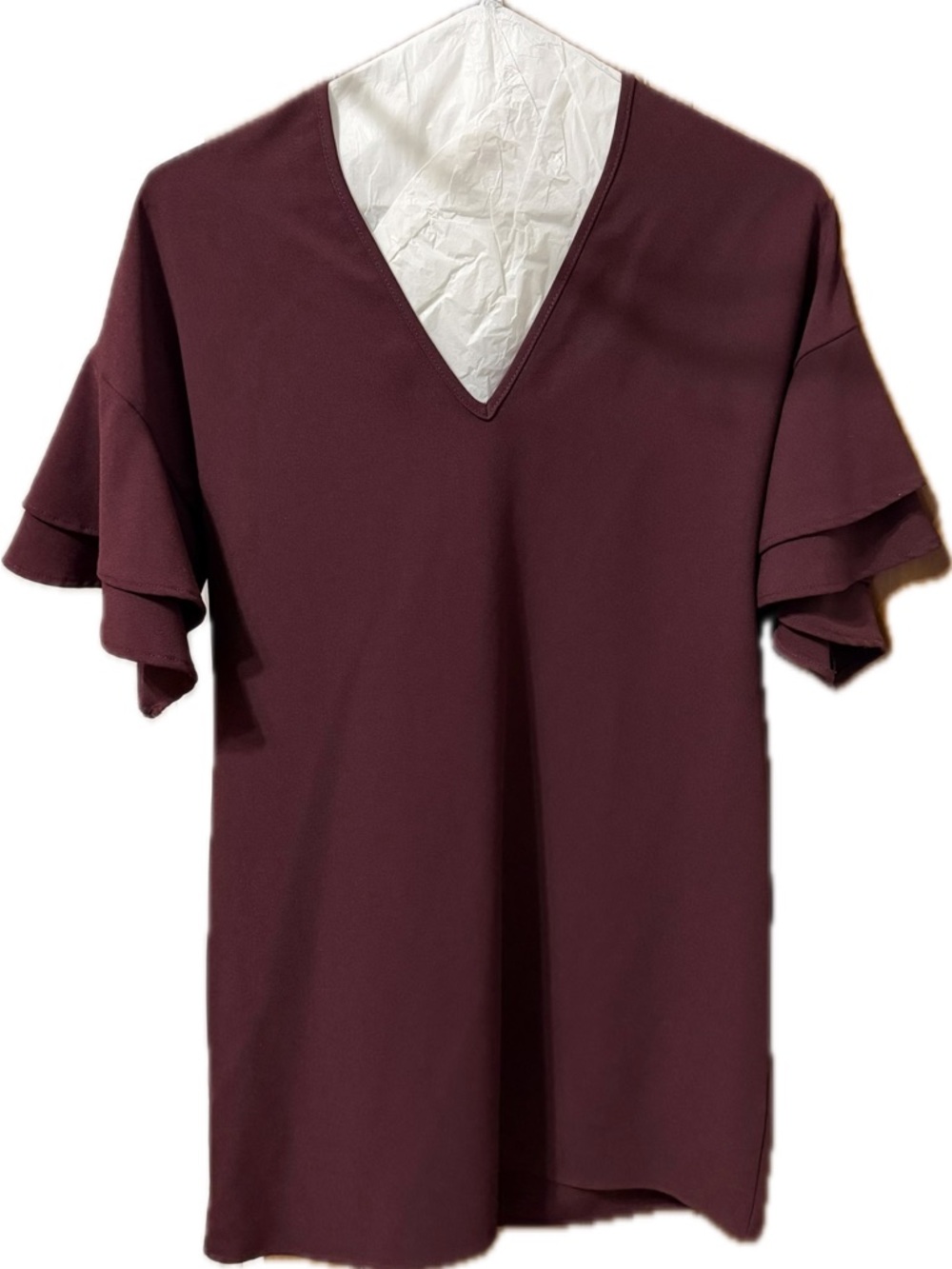 Karlie V-Neck Mini Dress in Burgundy